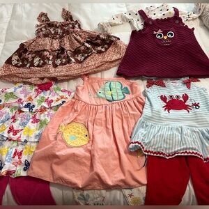 Five toddler girls dresses and pant sets 3T.